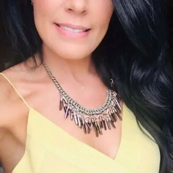 stella & dot ~ bronze shimmering bora fringeβnecklace - Picture 8 of 13